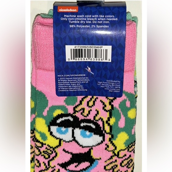SpongeBob & Patrick Crew Socks 2 Pair Men's 6.5-12 Green Yellow Pink SquarePants - Picture 4 of 11